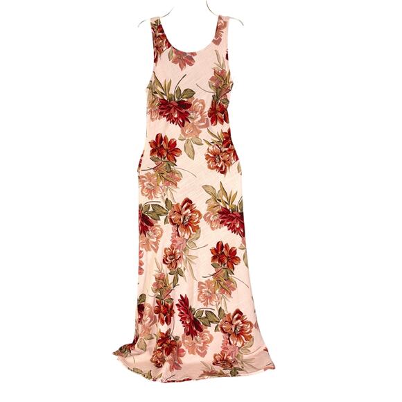 Anthropologie Paper Heart Pink Floral Linen Sleeveless Maxi Dress Size XS - Picture 1 of 8